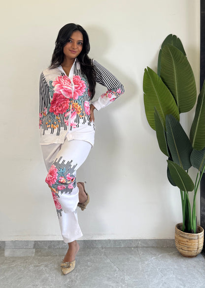 Trendy printed Raymond cotton co-ord set for women - kharidari