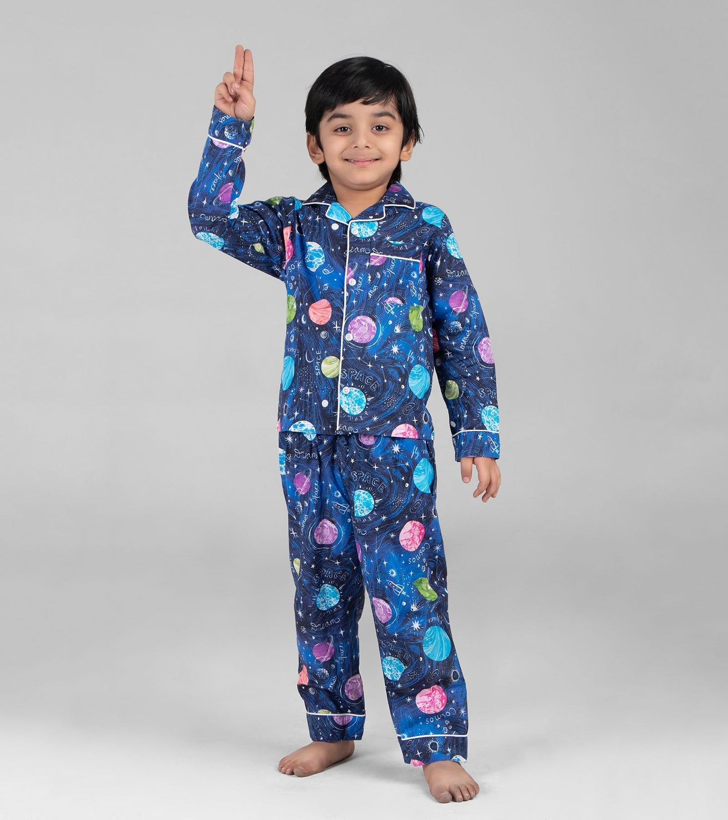 Planets Print Night Suit Set for Boys D136