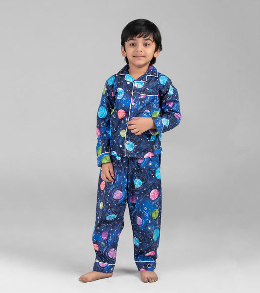 Planets Print Night Suit Set for Boys D136