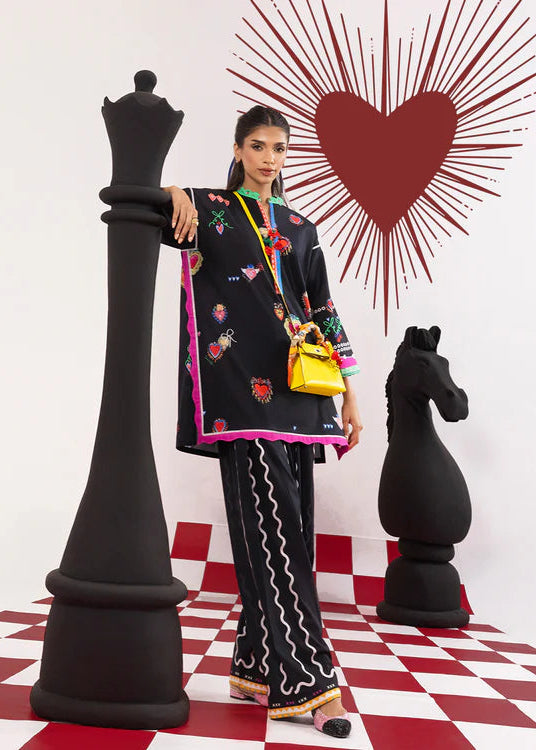 Premium Black Hand-Inspired Print Rayon Co-Ord Set D6332