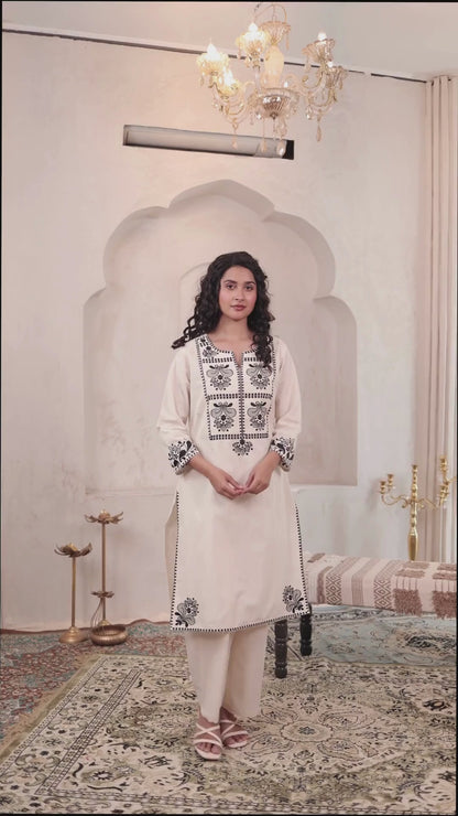Graceful Flex Cotton Embroidered Co-ord Set – Comfort in Style D6263