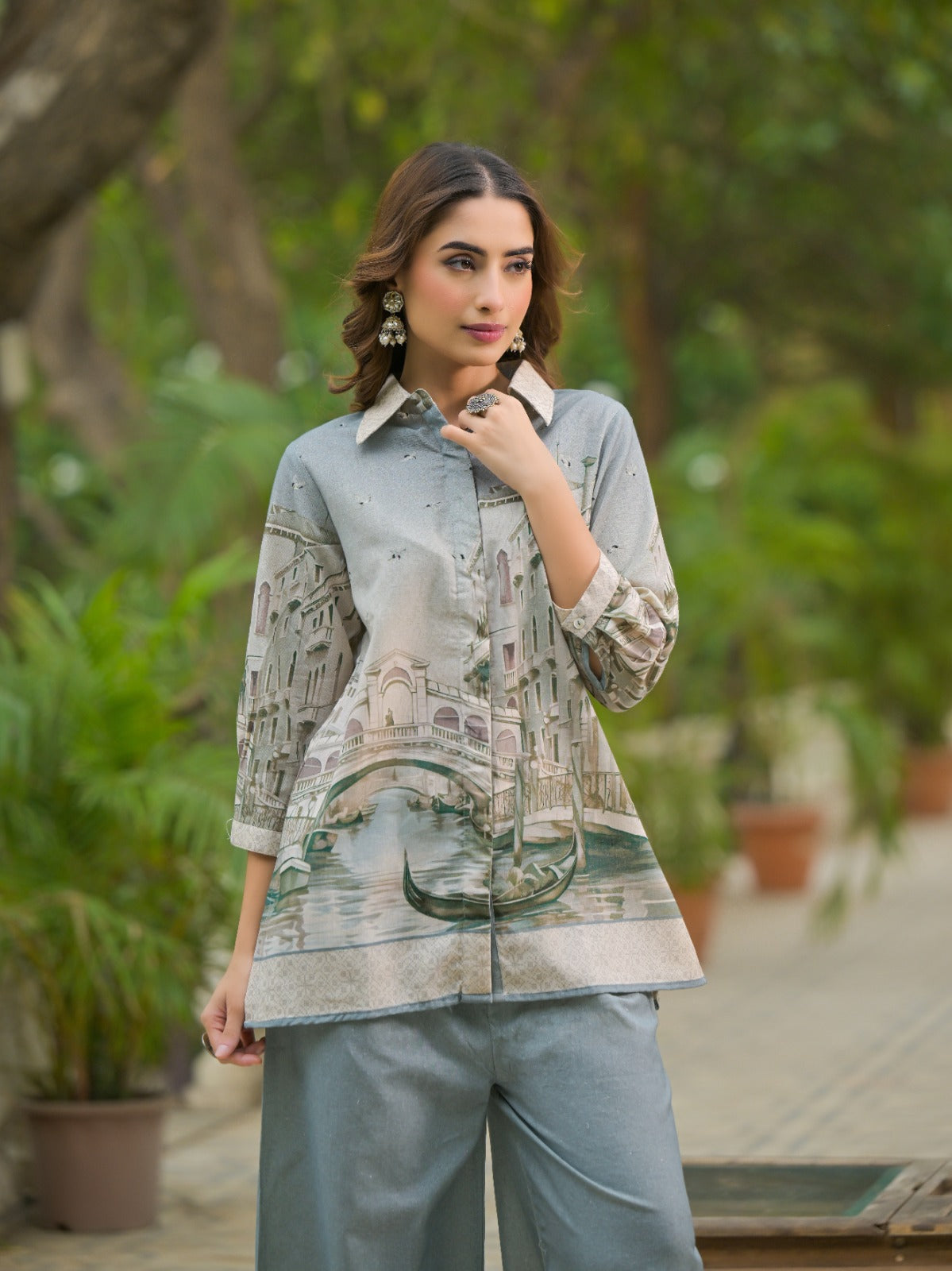 Pure Cotton Townscape Print Co-ord Set  Chic & Timeless D6256 - kharidari