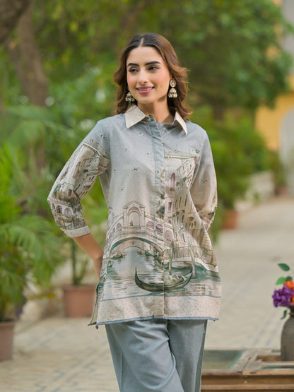 Pure Cotton Townscape Print Co-ord Set  Chic & Timeless D6256 - kharidari