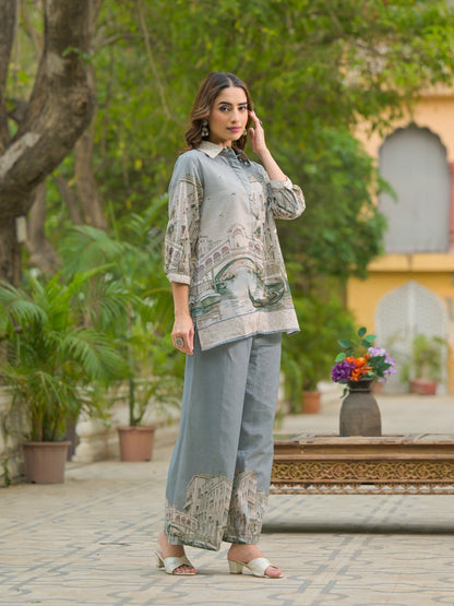 Pure Cotton Townscape Print Co-ord Set  Chic & Timeless D6256 - kharidari