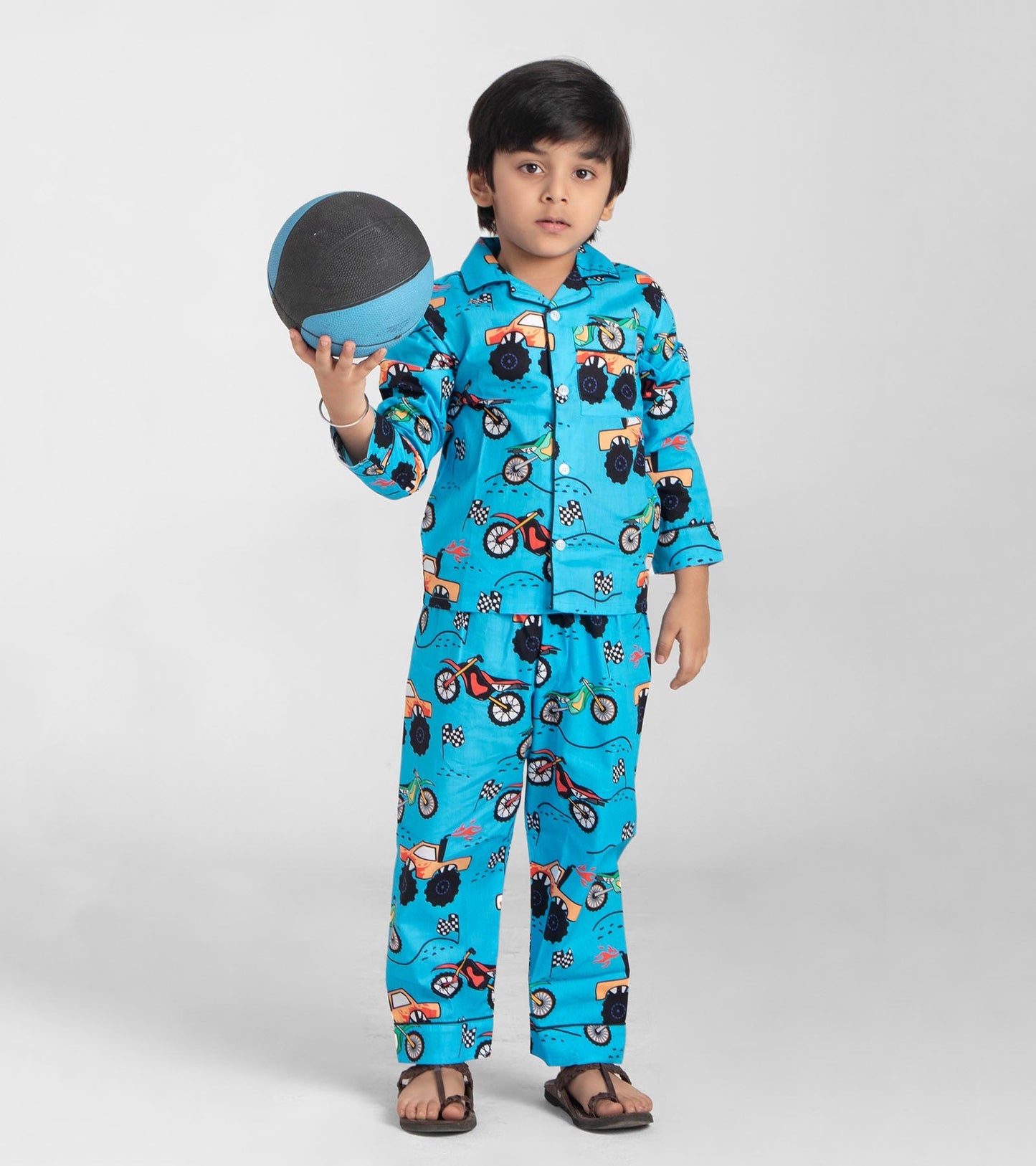 Racing Truck Bikes Printed Night suit For Boys D132