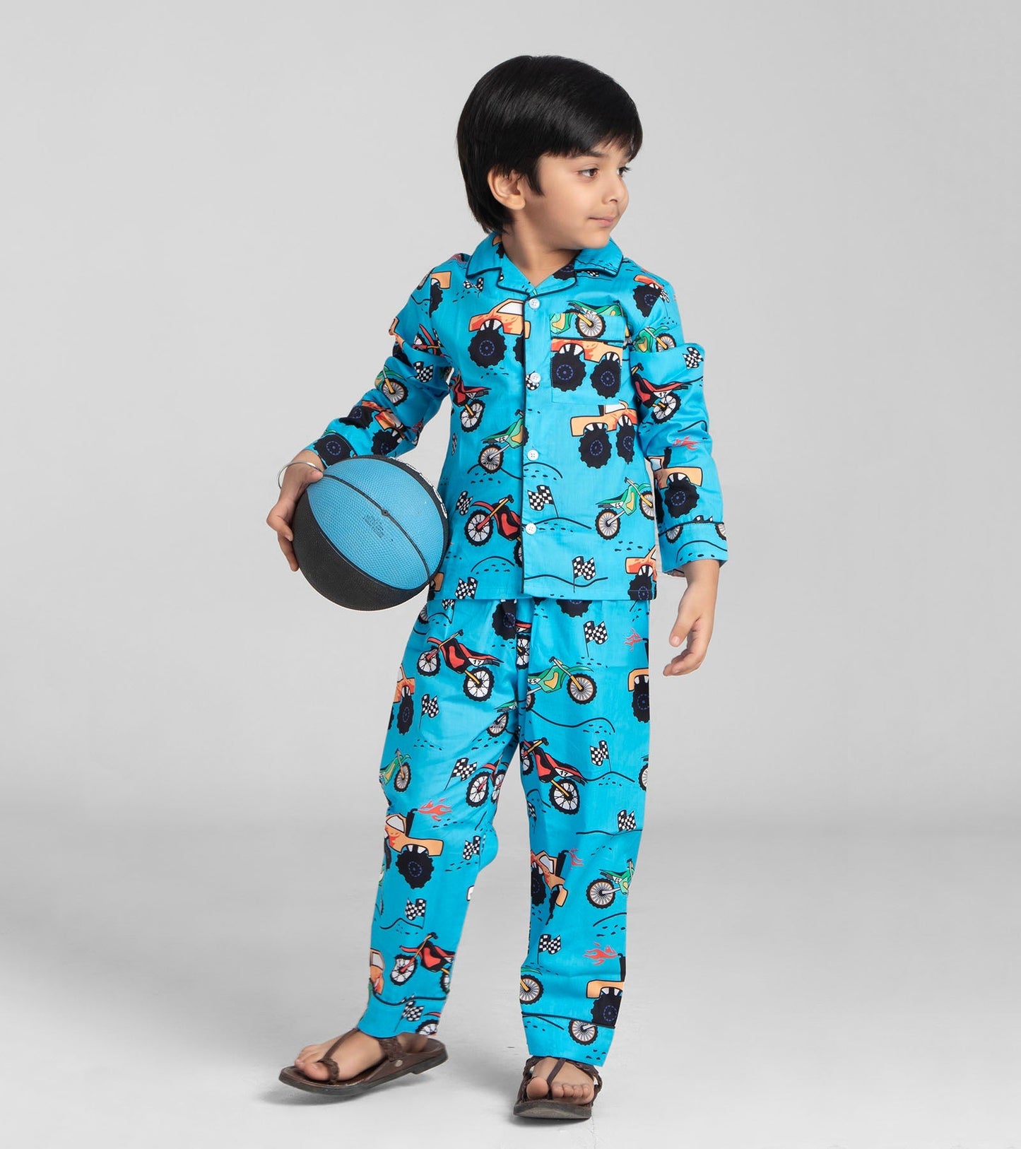 Racing Truck Bikes Printed Night suit For Boys D132