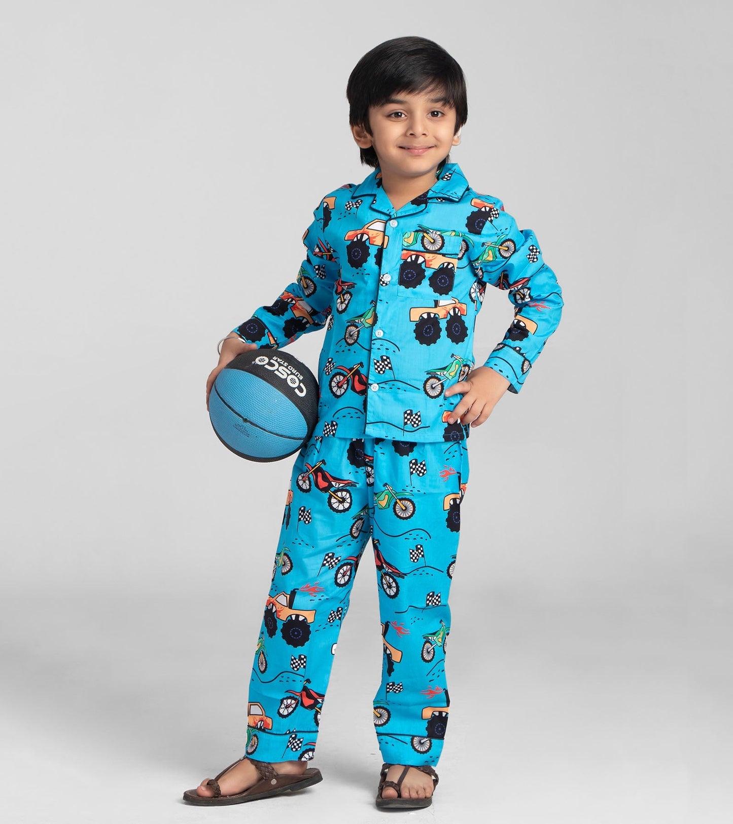 Racing Truck Bikes Printed Night suit For Boys D132