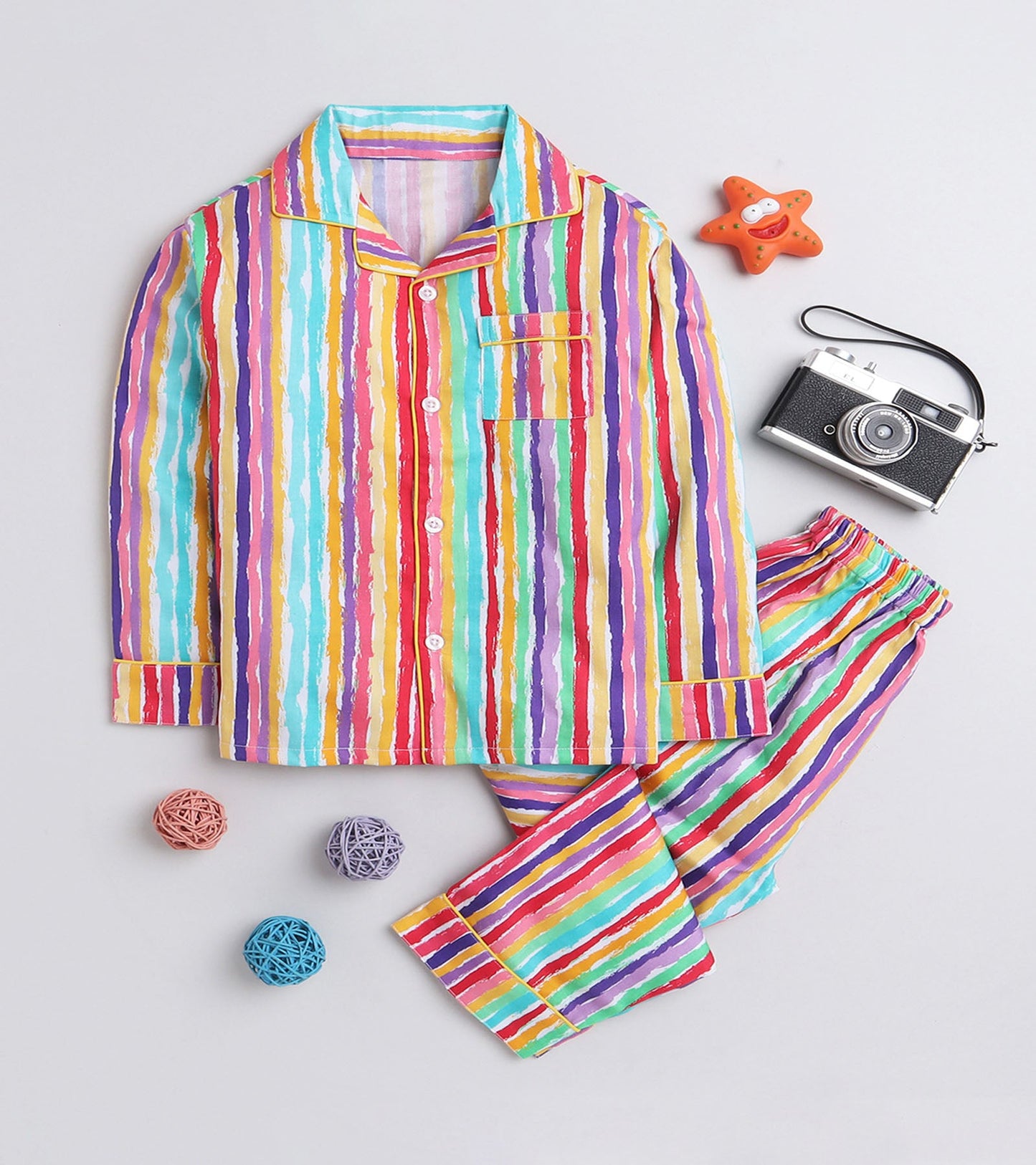 Rainbow Stripes printed Night suit Set for boys D144