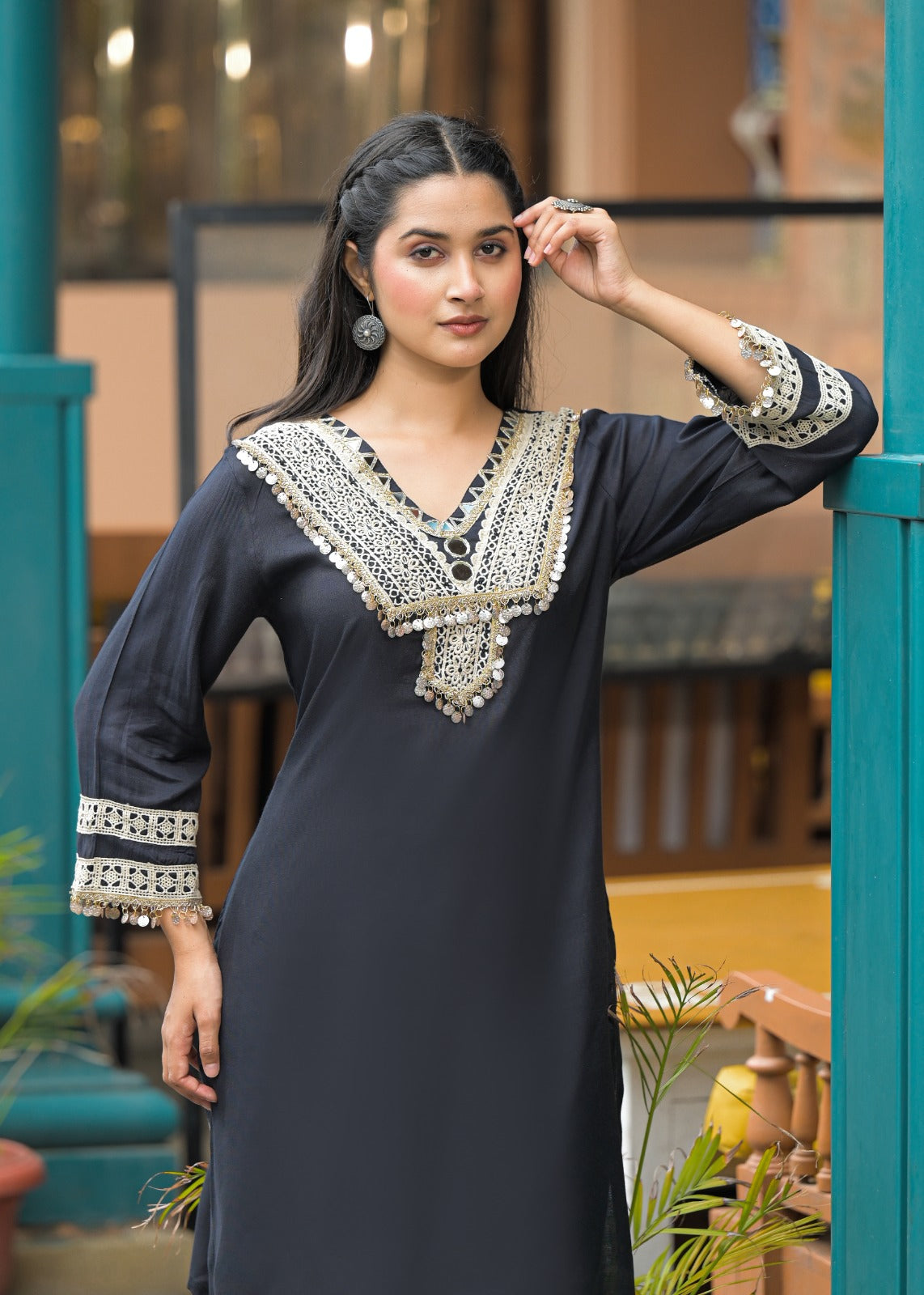 Roman Silk Co-ord Set with Pure Jacquard Bottom co-ord set   Elegant & Luxe D6260 - kharidari