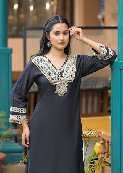 Roman Silk Co-ord Set with Pure Jacquard Bottom co-ord set   Elegant & Luxe D6260 - kharidari