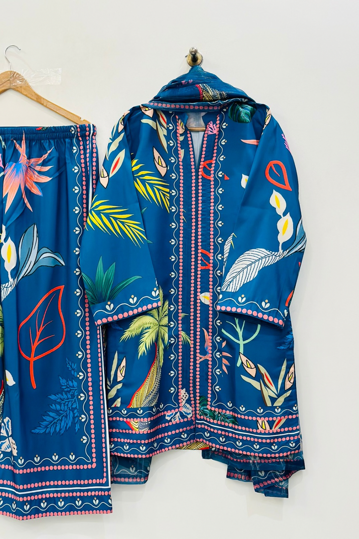 Sophisticated Blue Printed Suit Set with Dupatta   D6132 - kharidari