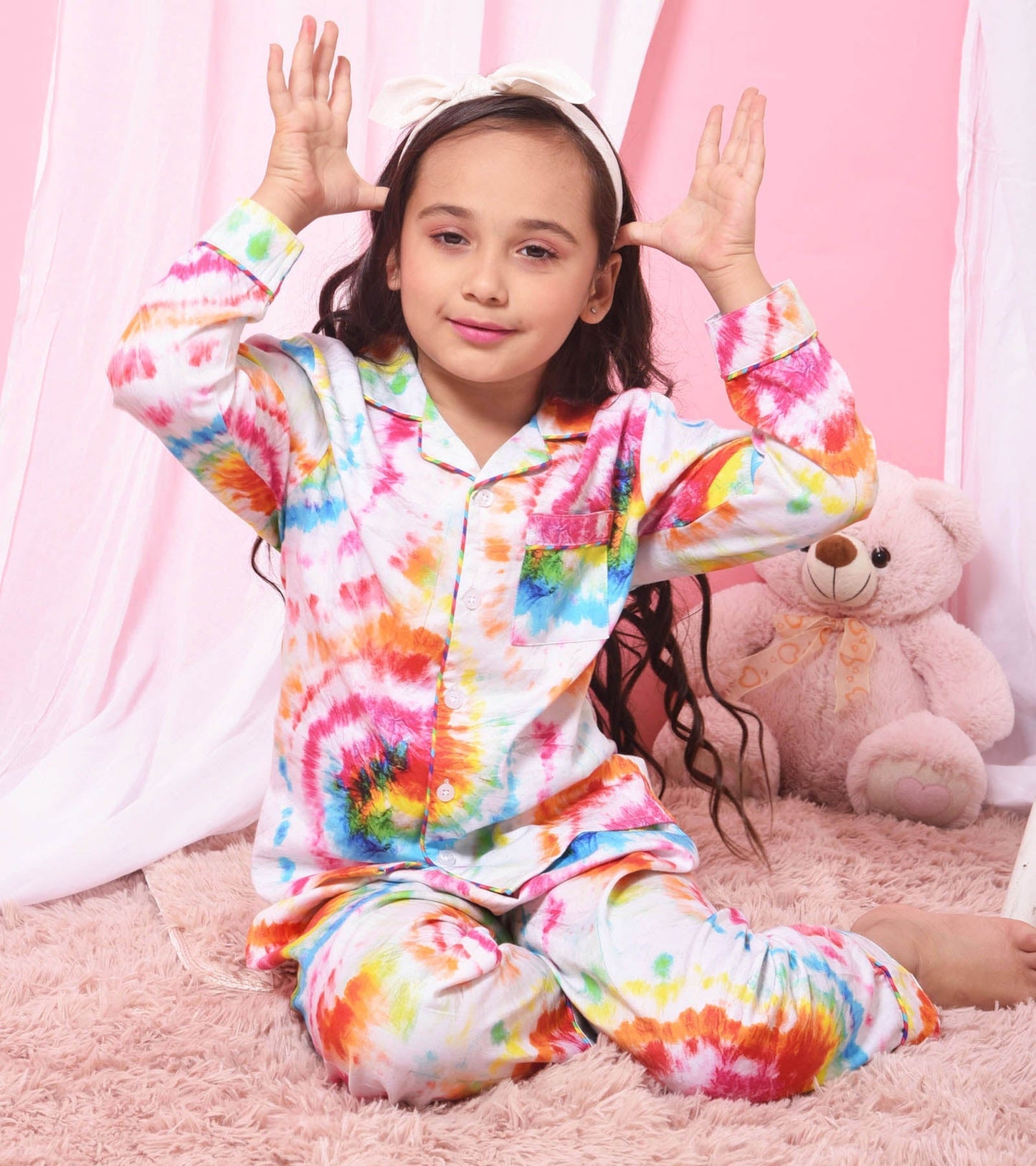 Stylish Bandhani Printed Girls Nightsuit Set D113