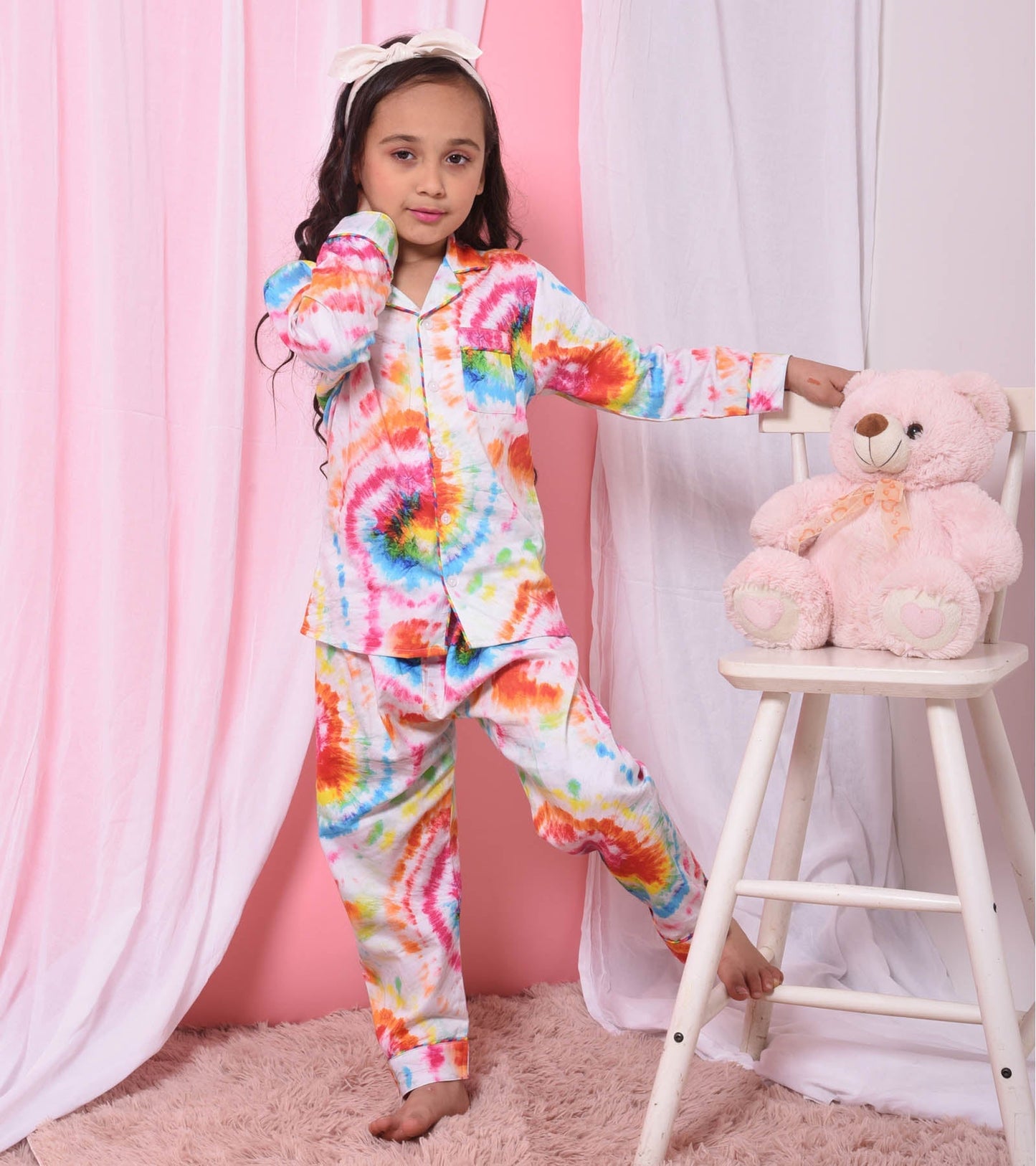 Stylish Bandhani Printed Girls Nightsuit Set D113