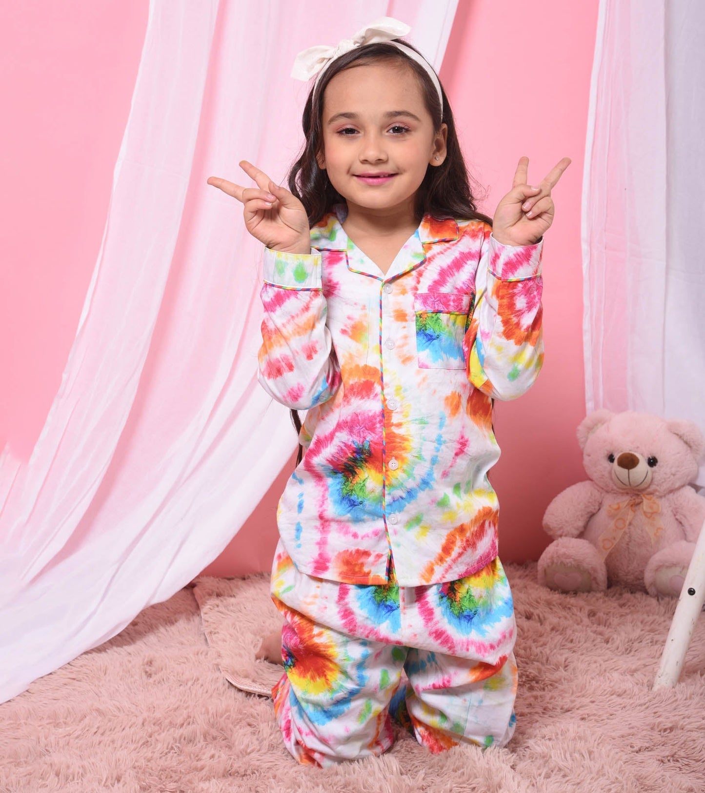 Stylish Bandhani Printed Girls Nightsuit Set D113