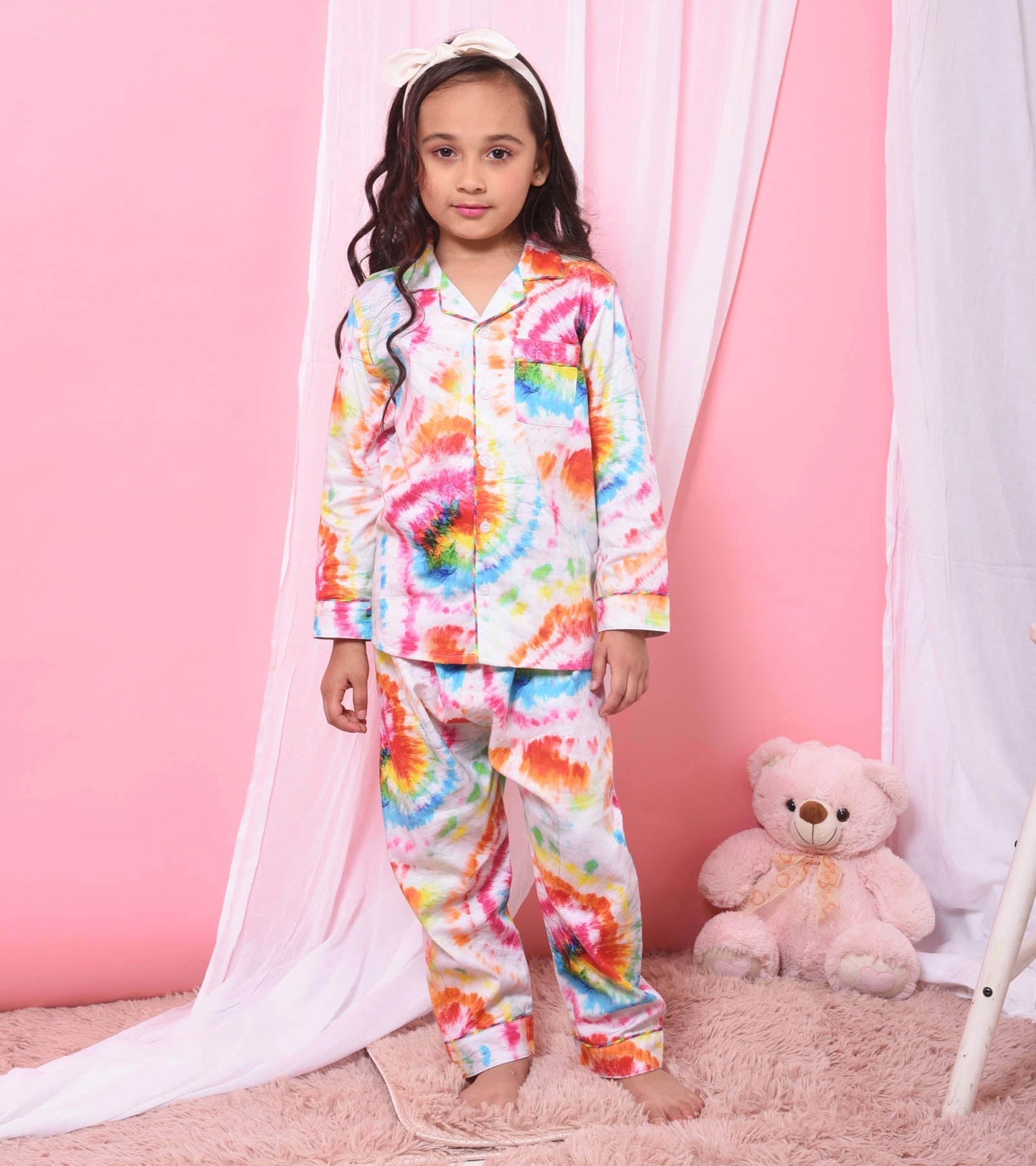 Stylish Bandhani Printed Girls Nightsuit Set D113