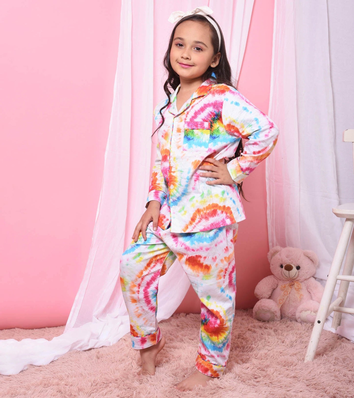 Stylish Bandhani Printed Girls Nightsuit Set D113