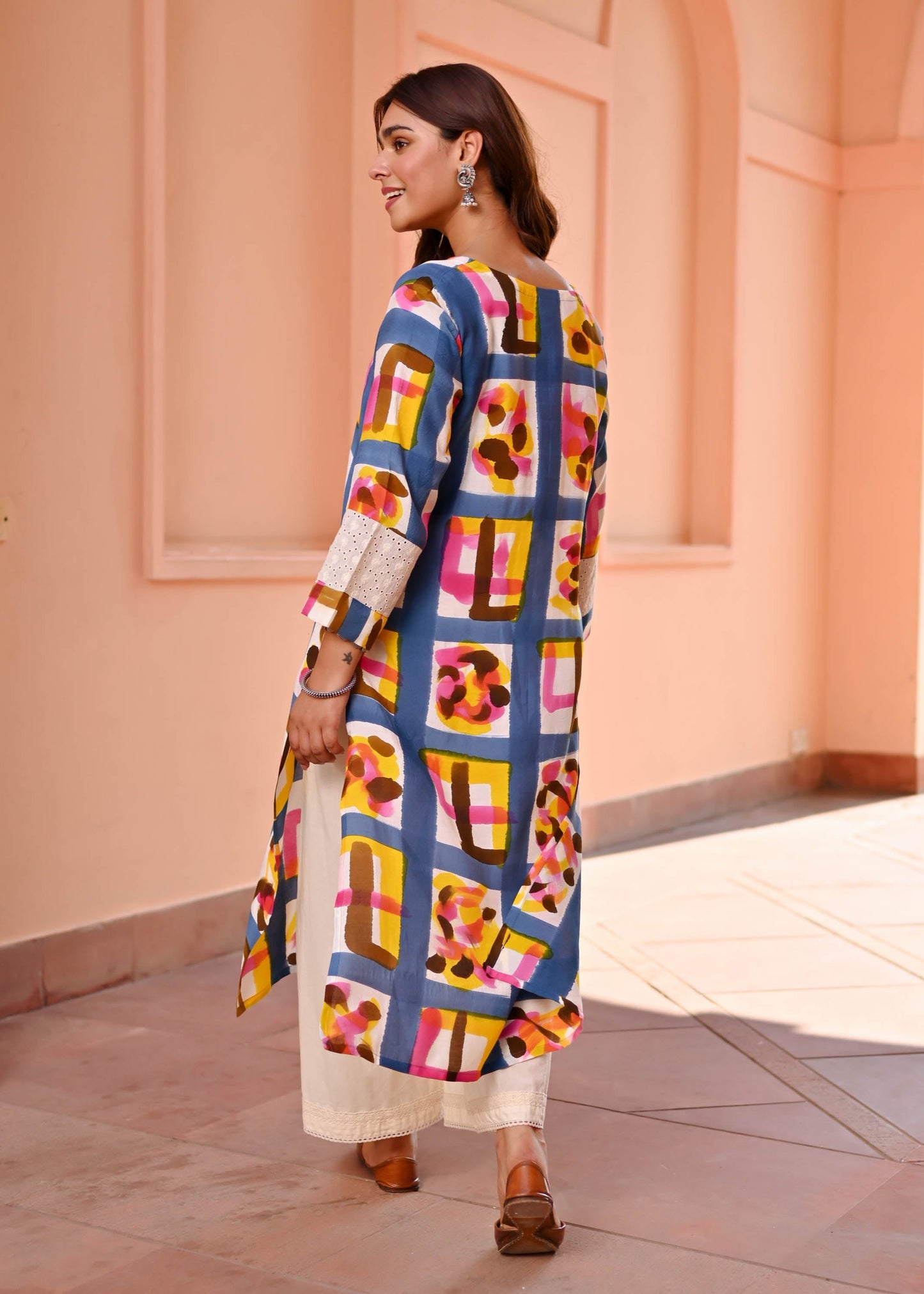 Stylish Paint Brush Printed Kurta D6115