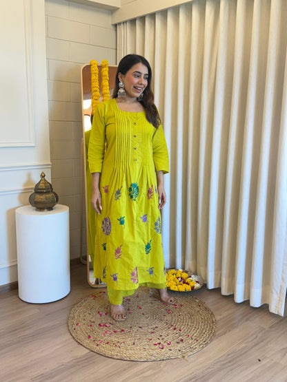 Stylish Pure Cotton Embroidered Co-ord Set D6216 - kharidari