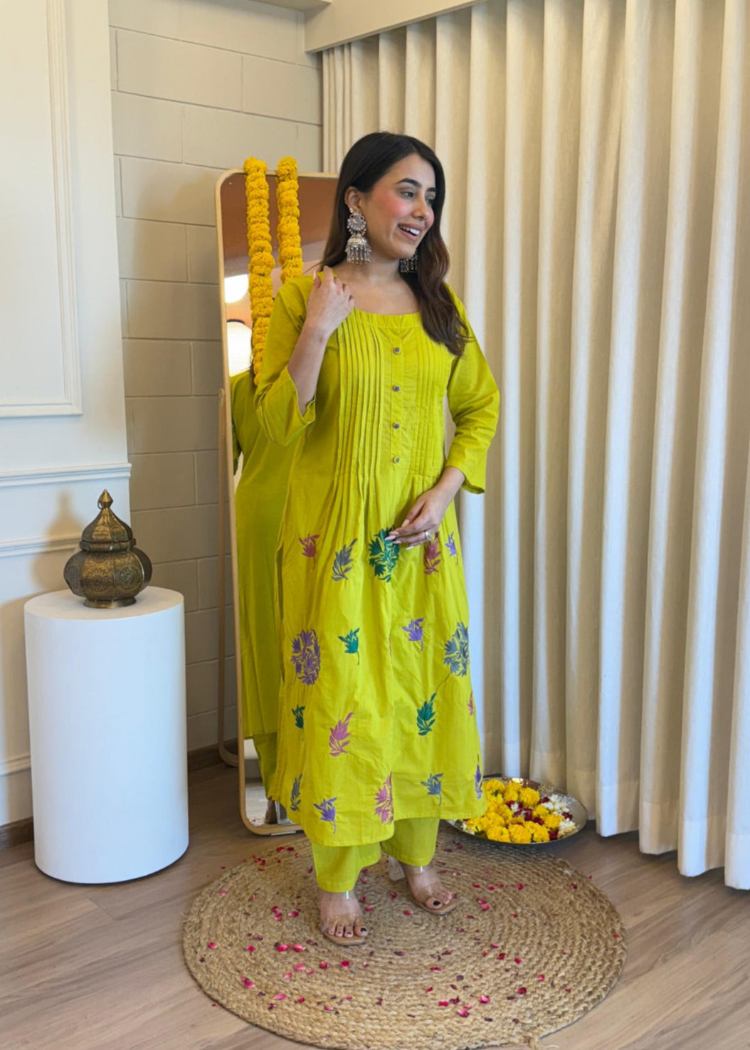 Stylish Pure Cotton Embroidered Co-ord Set D6216 - kharidari