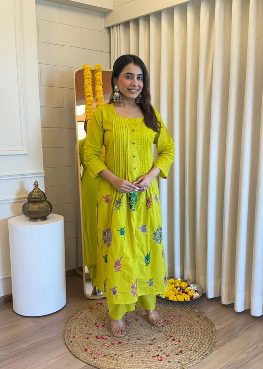 Stylish Pure Cotton Embroidered Co-ord Set D6216 - kharidari