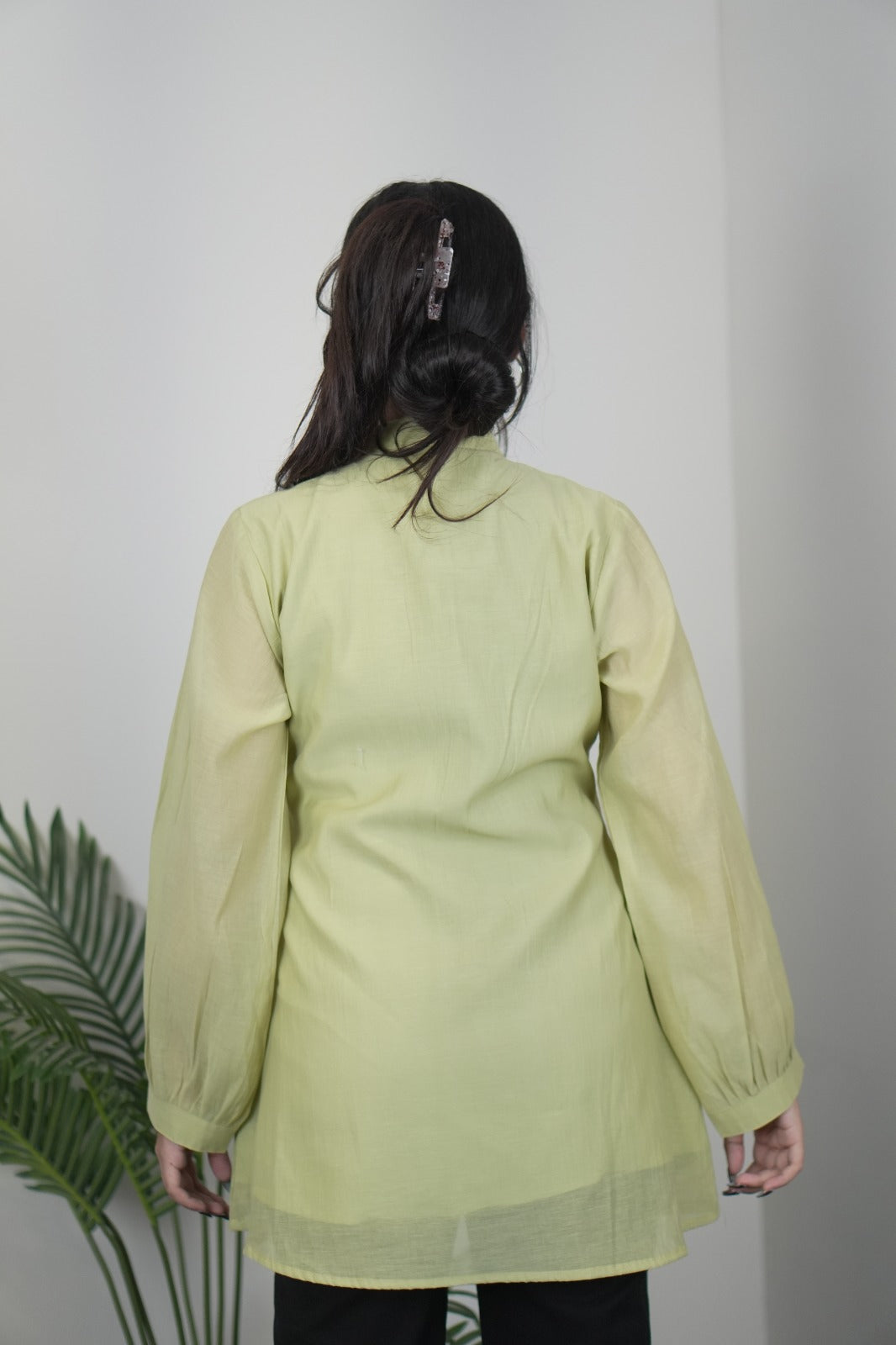 Elegant Pista Green Mul Chanderi Top for Women D6278