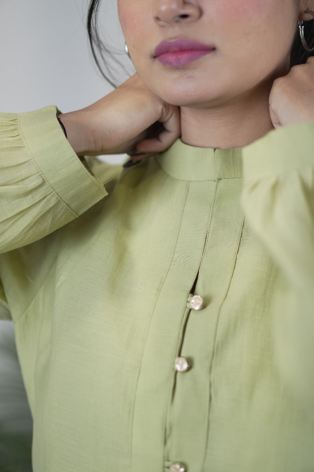 Elegant Pista Green Mul Chanderi Top for Women D6278