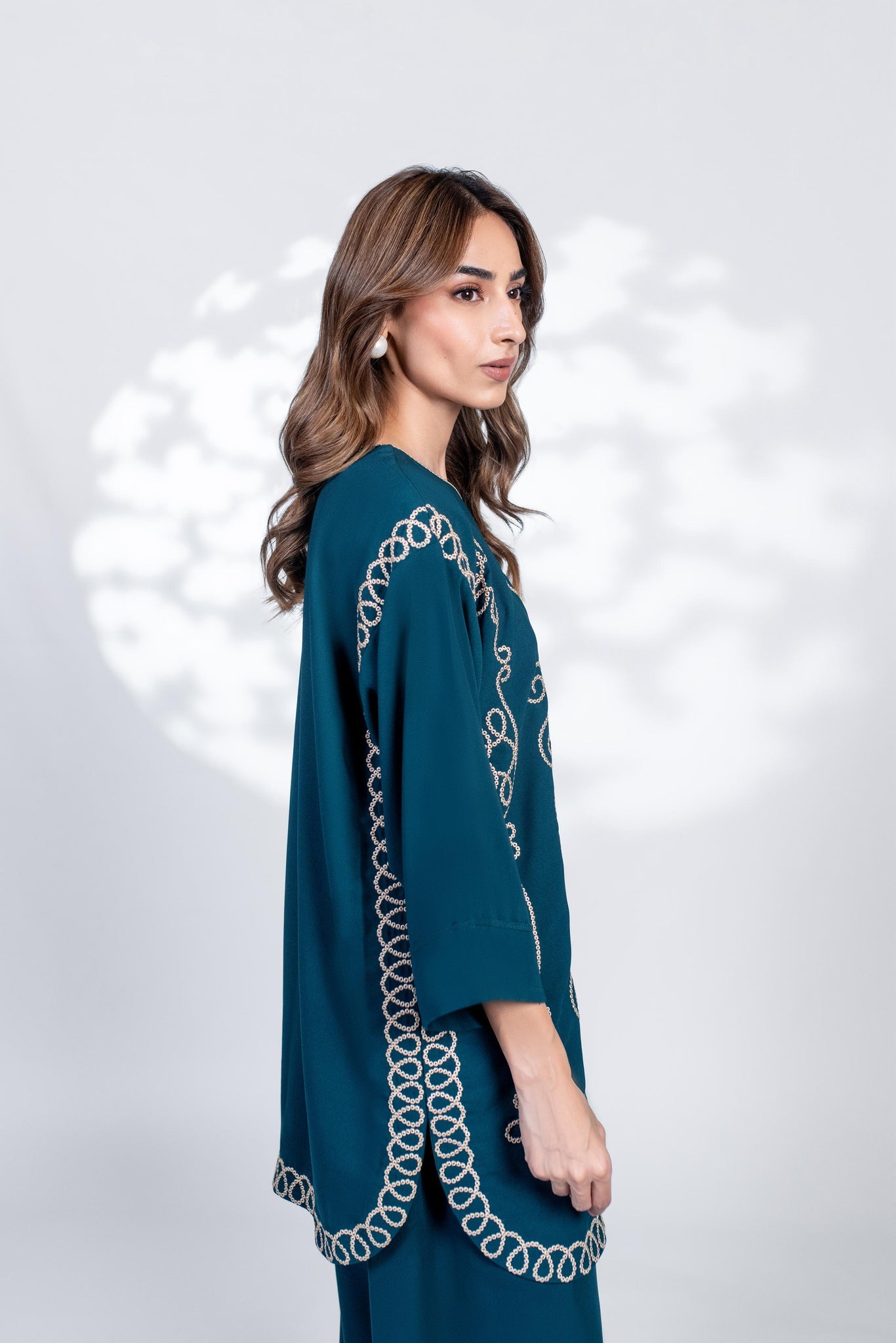 Teal Royal Thread Embroidered Co-ord Set | Festive Luxury Outfit D6317