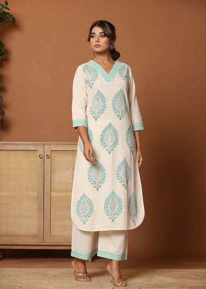 Teal Twist: Chic & Comfy Co-ord Set for Everyday Glam D6250 - kharidari
