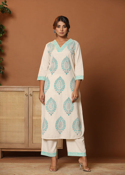 Teal Twist: Chic & Comfy Co-ord Set for Everyday Glam D6250 - kharidari