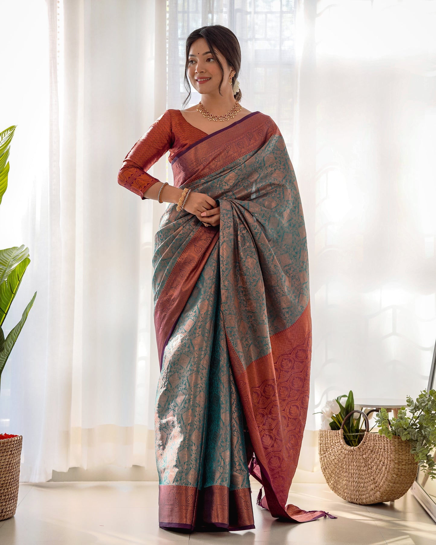 Traditional kanjivaram silk Party wear Saree D5029