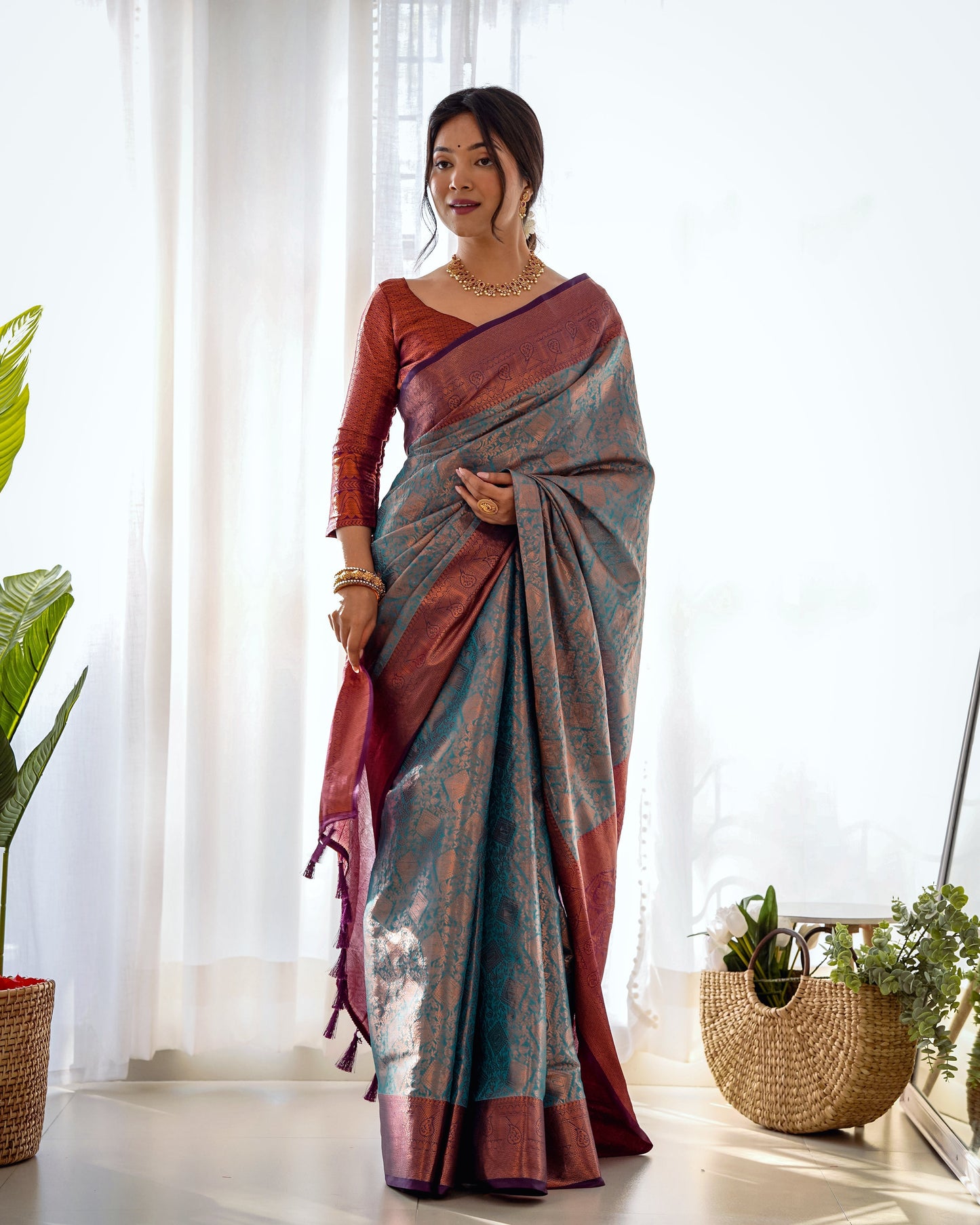 Traditional kanjivaram silk Party wear Saree D5029