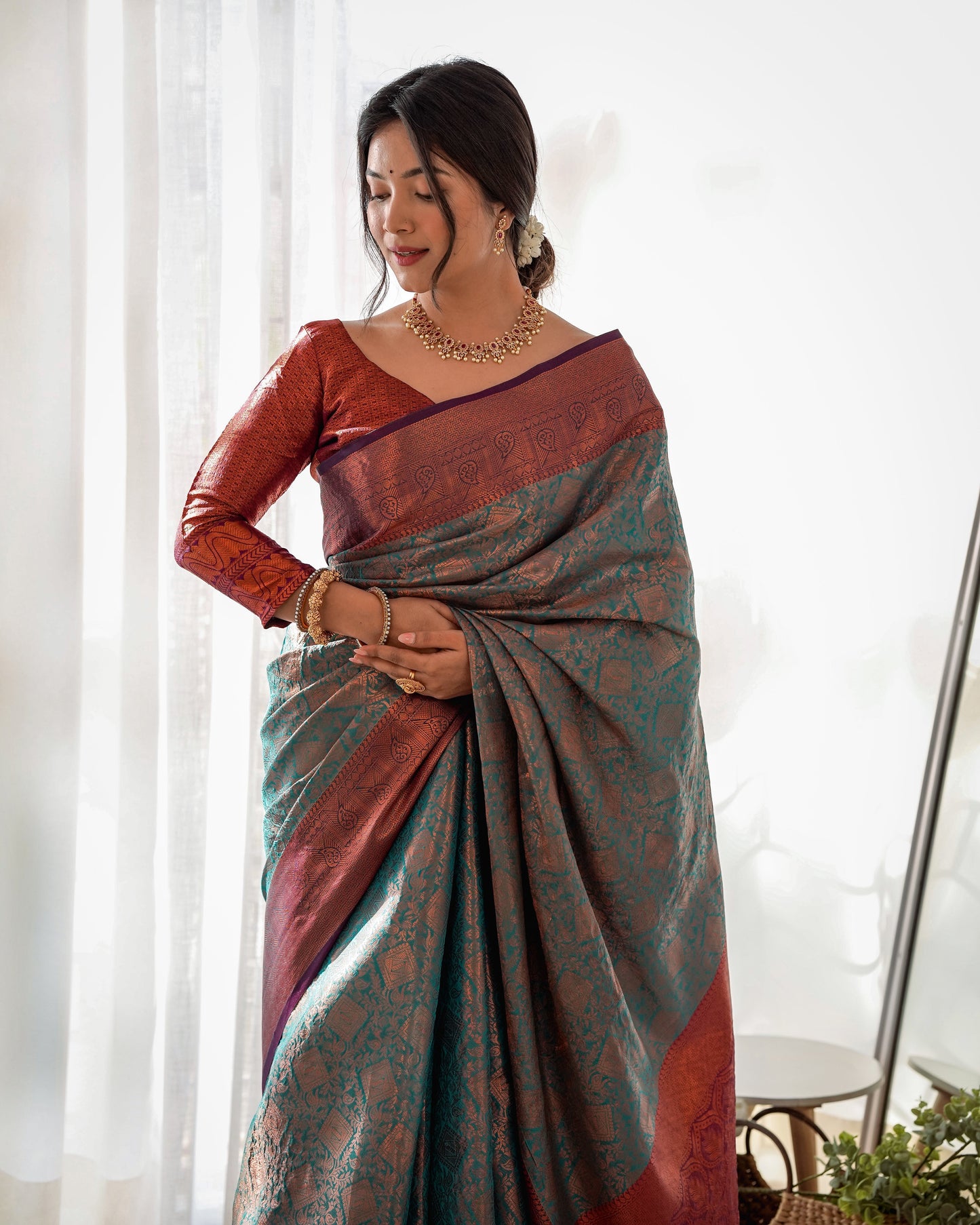 Traditional kanjivaram silk Party wear Saree D5029