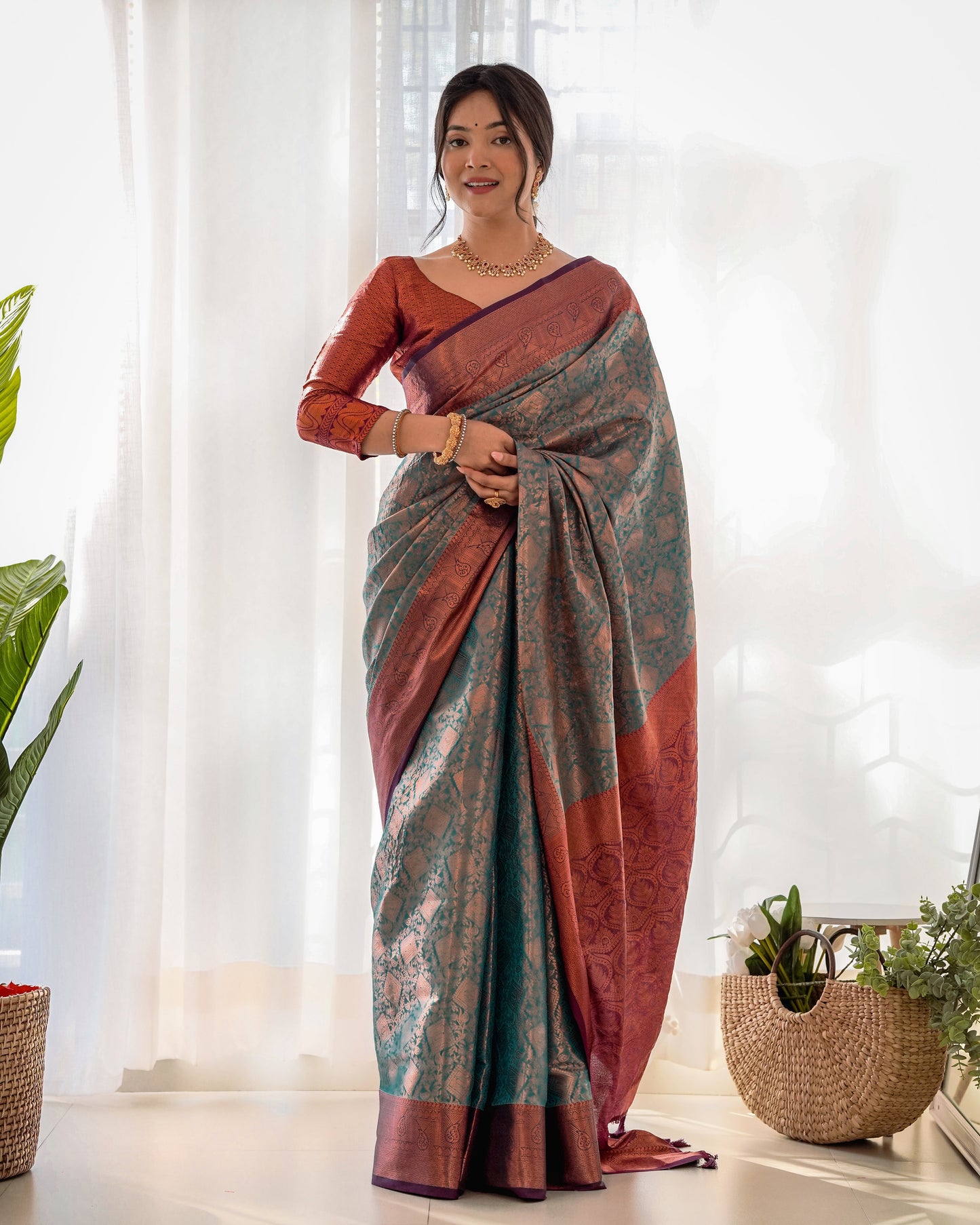 Traditional kanjivaram silk Party wear Saree D5029