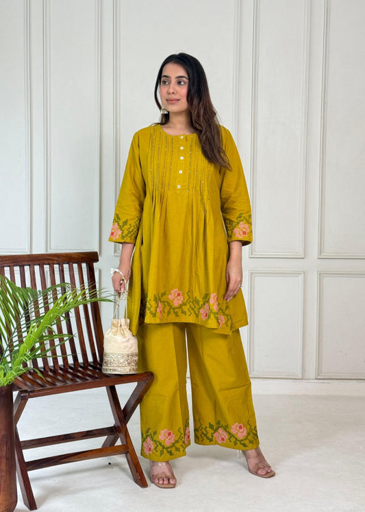 Trendy Embroidered Pure Cotton Co-ord Set – D6215