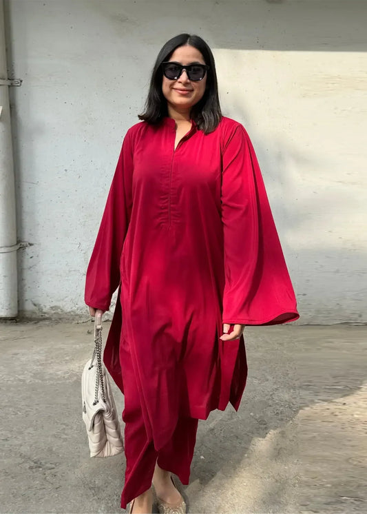 Trendy Pink Raymond Cotton Flower Co-ord D6181 - kharidari