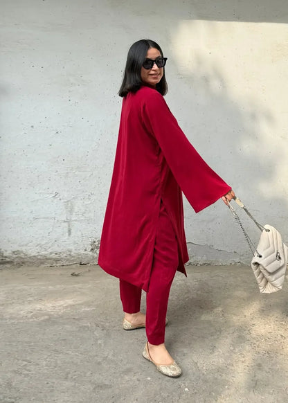 Trendy Pink Raymond Cotton Flower Co-ord D6181 - kharidari