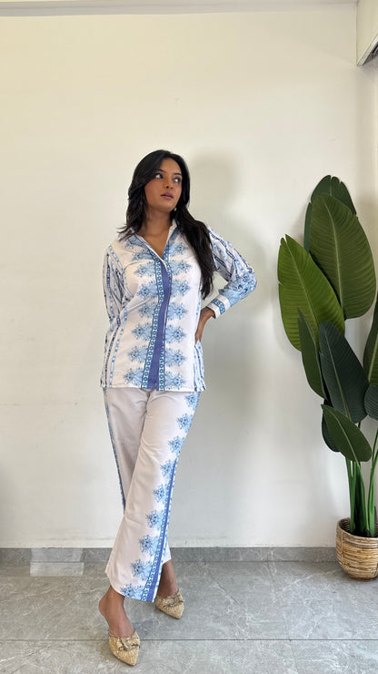 Beautiful  printed Raymond cotton Flower Printed co-ord set for women D6165 - kharidari