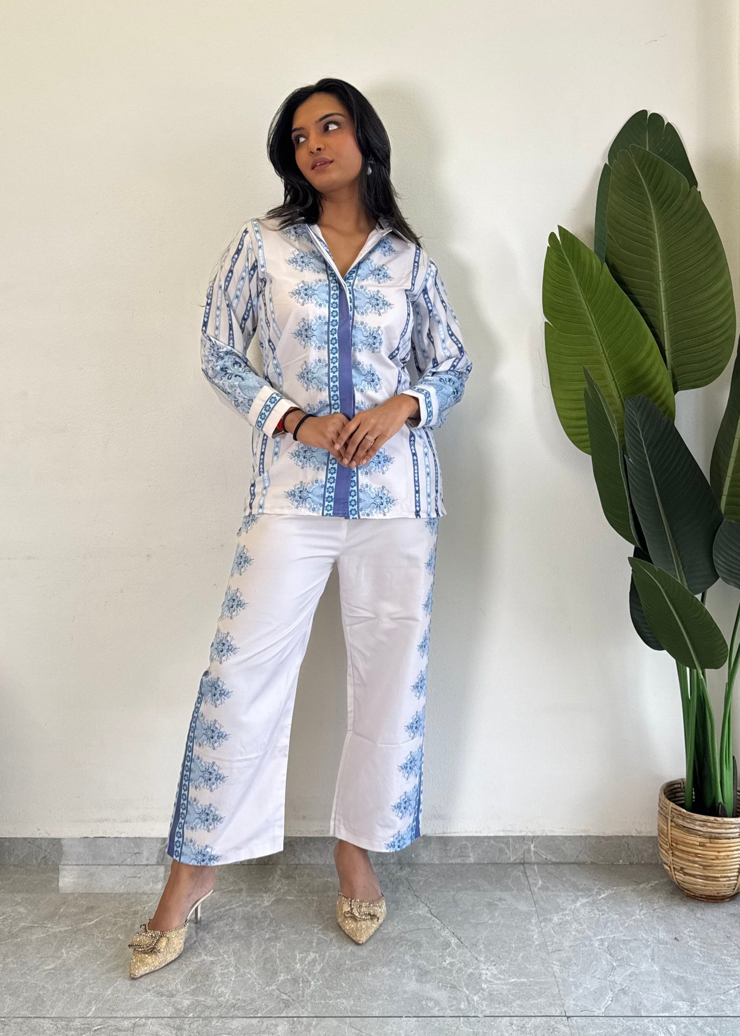 Trendy printed Raymond cotton co-ord set for women - kharidari