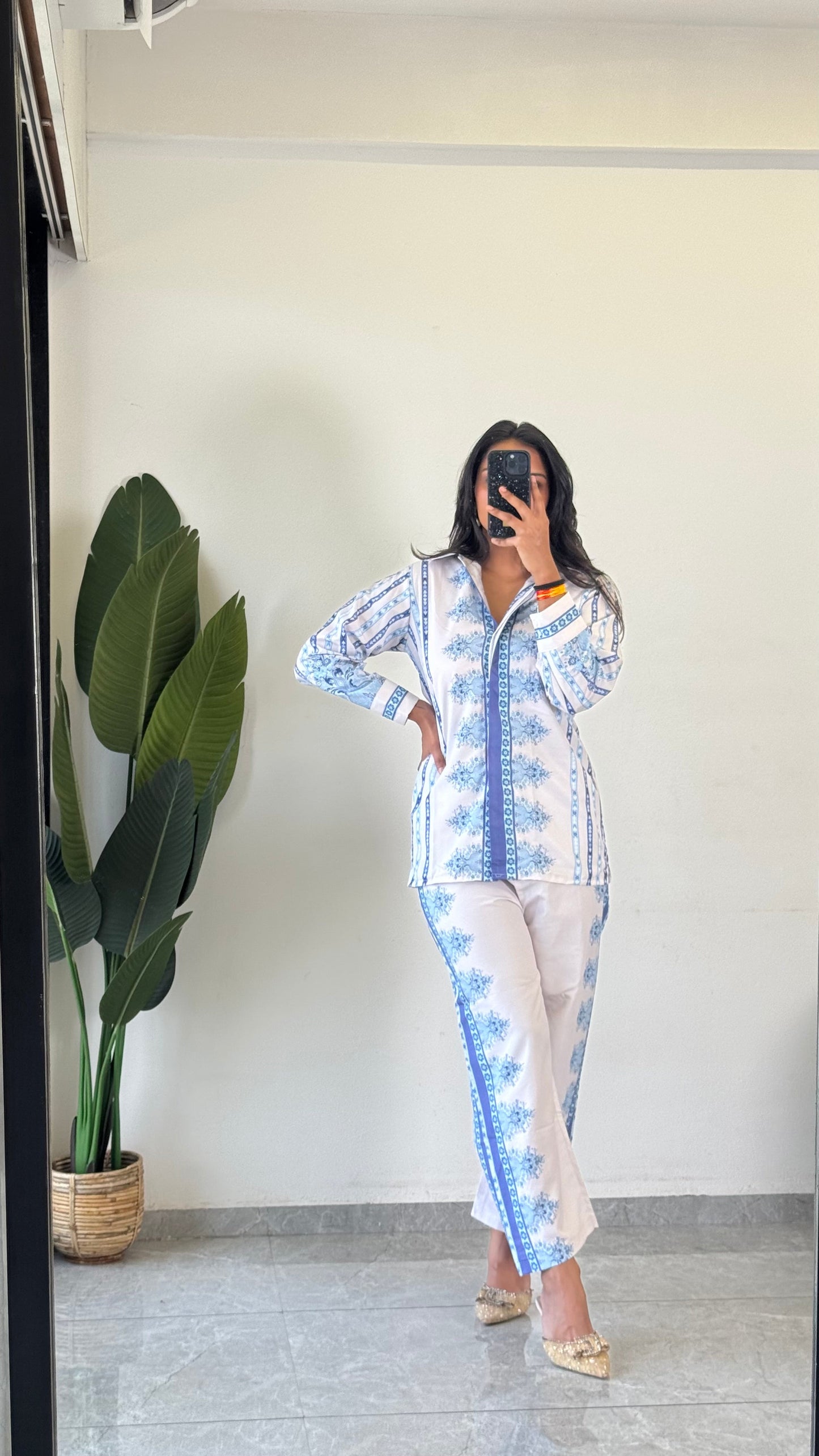 Beautiful  printed Raymond cotton Flower Printed co-ord set for women D6165 - kharidari