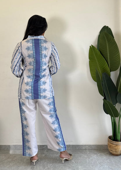 Beautiful  printed Raymond cotton Flower Printed co-ord set for women D6165 - kharidari