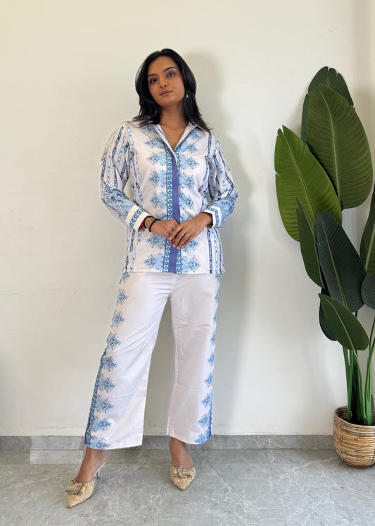 Beautiful  printed Raymond cotton Flower Printed co-ord set for women D6165