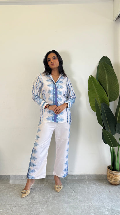 Beautiful  printed Raymond cotton Flower Printed co-ord set for women D6165 - kharidari