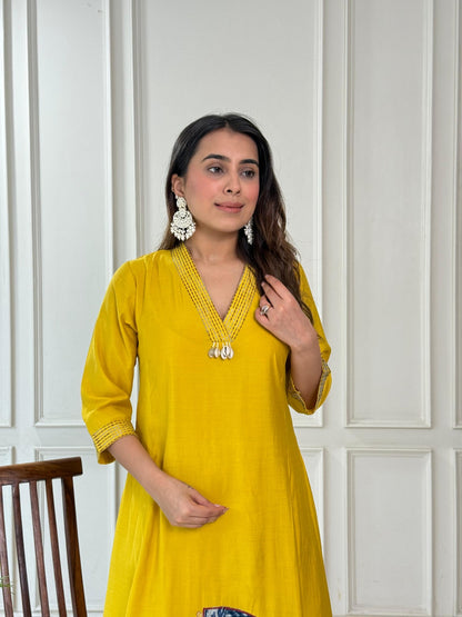 Trendy Roman Silk Embroidered Kurta Set for Festive & Party Wear