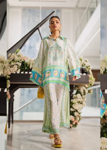 Tropical Palm Digital Print Satin Co-ord Set D6307