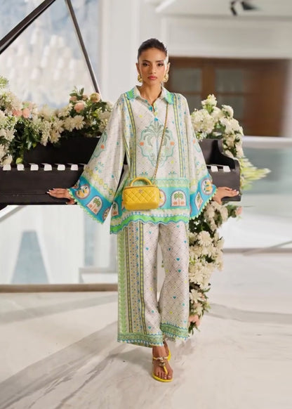 Tropical Palm Digital Print Satin Co-ord Set D6307