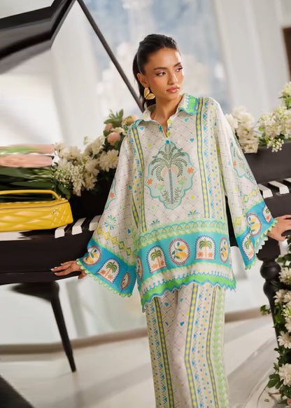 Tropical Palm Digital Print Satin Co-ord Set D6307