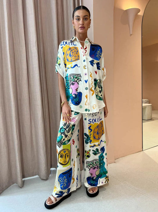 Unique Abstract Printed Stylish Co-ord Set D-01170