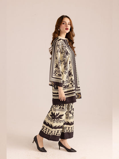 Unique Black and white Printed Co-ord Set D6071