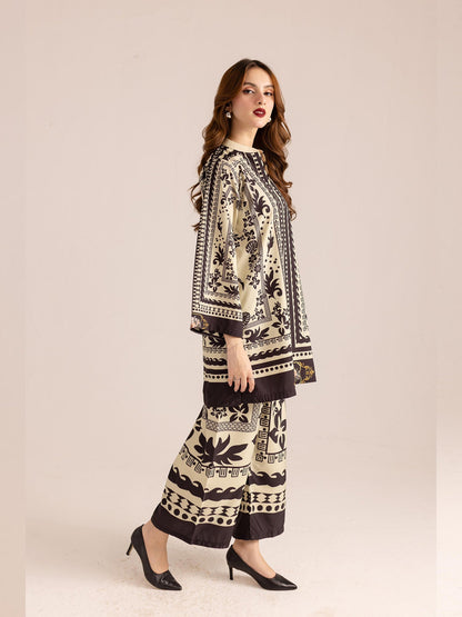 Unique Black and white Printed Co-ord Set D6071 - kharidari