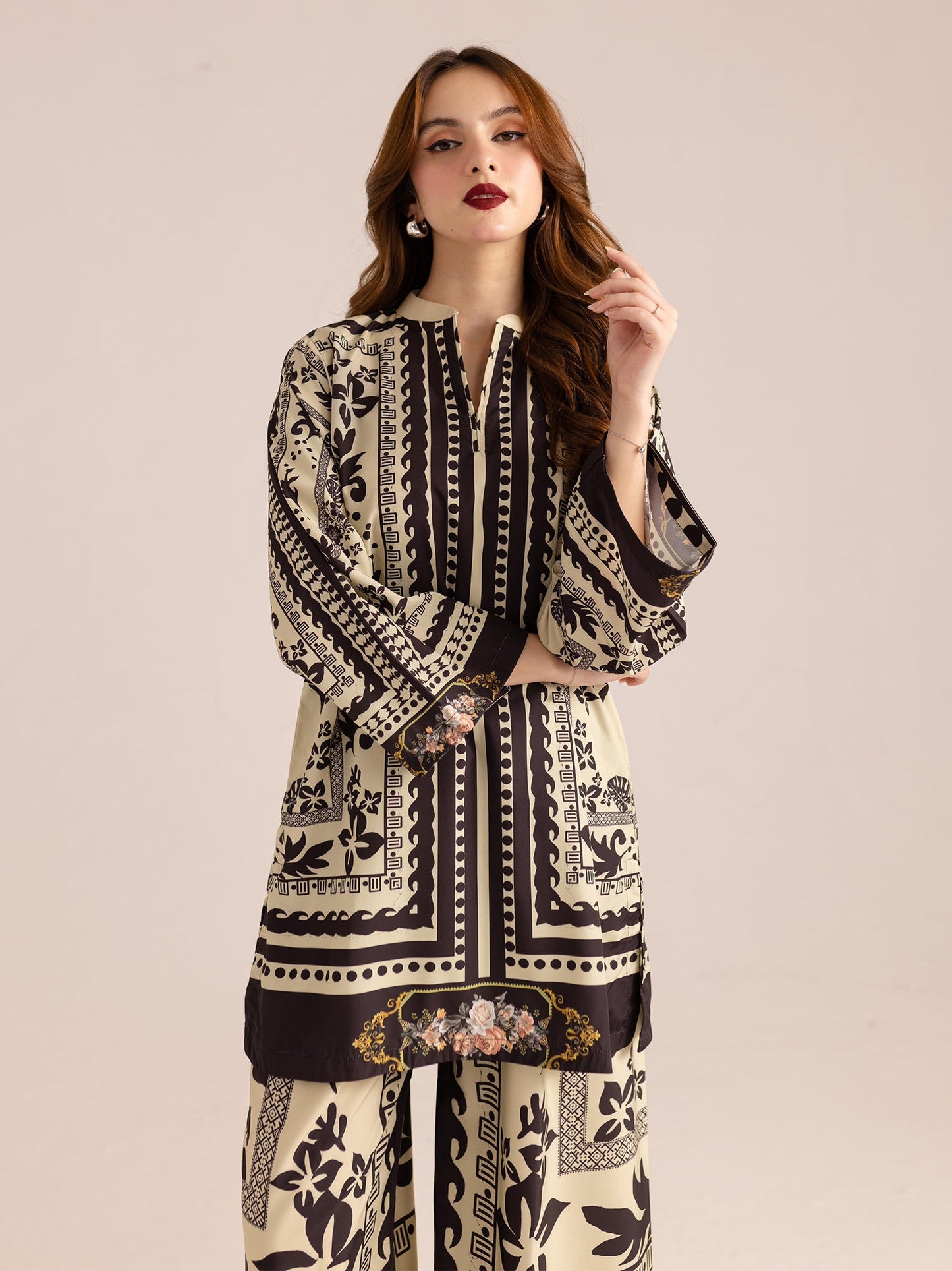Unique Black and white Printed Co-ord Set D6071 - kharidari